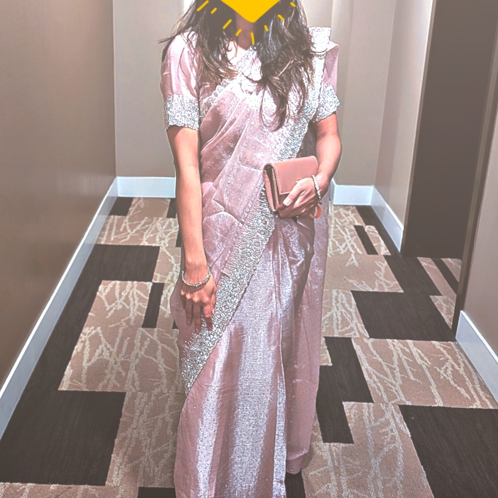 Elegant Pink and Silver Saree
